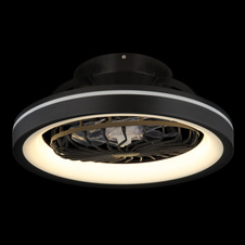 Stropní ventilátor, plast černobílý, stmívatelný, více úrovní nástěnným vypínačem, paměť, noční světlo, časovač, dálkové ovládání, 25m², ø: 480mm, V: 200mm, LED 40W+RGB LED 6W 230V, zdroj 3600lm, výkon 2400lm, CCT 2700-6500K