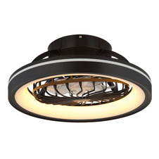 Stropní ventilátor, plast černobílý, stmívatelný, více úrovní nástěnným vypínačem, paměť, noční světlo, časovač, dálkové ovládání, 25m², ø: 480mm, V: 200mm, LED 40W+RGB LED 6W 230V, zdroj 3600lm, výkon 2400lm, CCT 2700-6500K