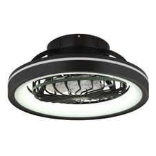 Stropní ventilátor, plast černobílý, stmívatelný, více úrovní nástěnným vypínačem, paměť, noční světlo, časovač, dálkové ovládání, 25m², ø: 480mm, V: 200mm, LED 40W+RGB LED 6W 230V, zdroj 3600lm, výkon 2400lm, CCT 2700-6500K