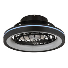 Stropní ventilátor, plast černobílý, stmívatelný, více úrovní nástěnným vypínačem, paměť, noční světlo, časovač, dálkové ovládání, 25m², ø: 480mm, V: 200mm, LED 40W+RGB LED 6W 230V, zdroj 3600lm, výkon 2400lm, CCT 2700-6500K