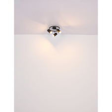 Stropní svítidlo, kov černý matný, chrom, Ø:25cm, V:13,5cm, bez žárovek 3xGU10, max. 25W 230V
