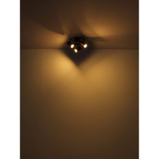 Stropní svítidlo, kov černý matný, chrom, Ø:25cm, V:13,5cm, bez žárovek 3xGU10, max. 25W 230V