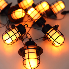 Solární svítidlo, plast černý, plast bílý, 10 svítidel, přívod 200cm, efekt hořícího ohně, IP44, vypínač, včetně 1x baterie AA 600mAh 1,2V, DxŠxV:4800x82x112mm včetně 100xLED 0,1W 3V, žlutá