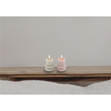 Dekorativní lampa, šedý plast, bílý plast, posuvný spínač, ohnivý efekt, včetně baterie 1x CR2032 210mAh, ø: 68mm, V: 118mm, sada 2 kusů, LED 0,06W 3V, 2000K