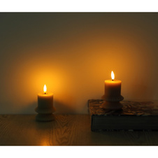 Dekorativní lampa, šedý plast, bílý plast, posuvný spínač, ohnivý efekt, včetně baterie 1x CR2032 210mAh, ø: 68mm, V: 118mm, sada 2 kusů, LED 0,06W 3V, 2000K