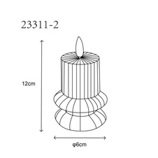 Dekorativní lampa, šedý plast, bílý plast, posuvný spínač, ohnivý efekt, včetně baterie 1x CR2032 210mAh, ø: 68mm, V: 118mm, sada 2 kusů, LED 0,06W 3V, 2000K