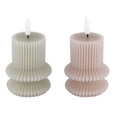 Dekorativní lampa, šedý plast, bílý plast, posuvný spínač, ohnivý efekt, včetně baterie 1x CR2032 210mAh, ø: 68mm, V: 118mm, sada 2 kusů, LED 0,06W 3V, 2000K