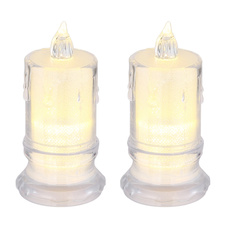 Dekorativní lampa, čirý plast, saténový plast, posuvný vypínač, včetně baterie 3xLR1130, ø: 45mm, V: 95mm, sada 2 kusů, LED 0,25W 4,5V 2900K