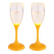 Dekorativní lampa, plastová oranžová, plastová čirá, rozsvítí se, jakmile se do sklenice nalije tekutina, včetně baterie 2x CR2032 210mAh, ø: 69mm, V: 181mm, sada 2 kusů, LED 0,06W 3V 3000K