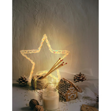 Dekorativní svítidlo, akryl čirý, kov bílý matný, kabel PVC průhledný, IP44, DxŠxV:37x7x39cm, vzdálenost mezi LED 5cm, délka přívodního kabelu 500cm, 100xLED 0,06W 230V, 3180K