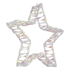 Dekorativní svítidlo, akryl čirý, kov bílý matný, kabel PVC průhledný, IP44, DxŠxV:37x7x39cm, vzdálenost mezi LED 5cm, délka přívodního kabelu 500cm, 100xLED 0,06W 230V, 3180K