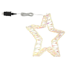 Dekorativní svítidlo, akryl čirý, kov bílý matný, kabel PVC průhledný, IP44, DxŠxV:37x7x39cm, vzdálenost mezi LED 5cm, délka přívodního kabelu 500cm, 100xLED 0,06W 230V, 3180K