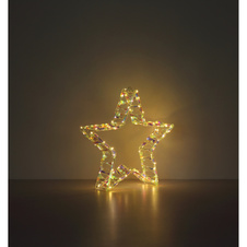 Dekorativní svítidlo, akryl čirý, kov bílý matný, kabel PVC průhledný, IP44, DxŠxV:37x7x39cm, vzdálenost mezi LED 5cm, délka přívodního kabelu 500cm, 100xLED 0,06W 230V, 3180K