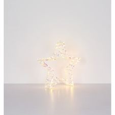Dekorativní svítidlo, akryl čirý, kov bílý matný, kabel PVC průhledný, IP44, DxŠxV:37x7x39cm, vzdálenost mezi LED 5cm, délka přívodního kabelu 500cm, 100xLED 0,06W 230V, 3180K