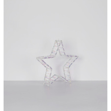 Dekorativní svítidlo, akryl čirý, kov bílý matný, kabel PVC průhledný, IP44, DxŠxV:37x7x39cm, vzdálenost mezi LED 5cm, délka přívodního kabelu 500cm, 100xLED 0,06W 230V, 3180K