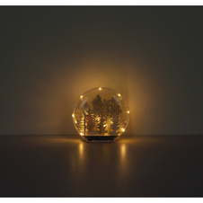 Dekorativní svítidlo, plast čirý, dřevo bílé, dřevo stříbrné barvy, posuvný vypínač, DxŠxV:26x7x24,5cm, 12xLED 0,03W 3V, výstup 4lm, 3000K