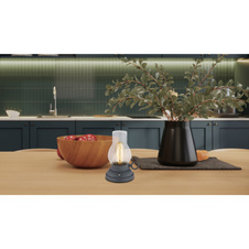 Dekorativní svítidlo, plast antracit mat, čiré sklo, plast jantar, dotykový stmívač, bez adaptéru, USB-A 2.0 - USB-C, bat. CR18650 1200mAh 3,7V, svítí při nabíjení, DxŠxVxH: 125x107x175mm, kabel 1000mm, LED 1W 230V,zdroj 80lm,výkon 65lm, 2700K