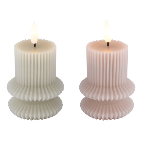 Dekorativní lampa, šedý plast, bílý plast, posuvný spínač, ohnivý efekt, včetně baterie 1x CR2032 210mAh, ø: 68mm, V: 118mm, sada 2 kusů, LED 0,06W 3V, 2000K