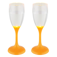 Dekorativní lampa, plastová oranžová, plastová čirá, rozsvítí se, jakmile se do sklenice nalije tekutina, včetně baterie 2x CR2032 210mAh, ø: 69mm, V: 181mm, sada 2 kusů, LED 0,06W 3V 3000K