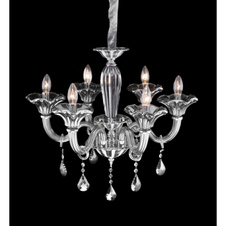 Lustr, kov, chrom, sklo, K5 křišťály kouřové, Ø: 620, V: 1450, bez žárovek 6xE14, max. 40W 230V