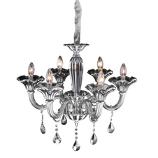 Lustr, kov, chrom, sklo, K5 křišťály kouřové, Ø: 620, V: 1450, bez žárovek 6xE14, max. 40W 230V