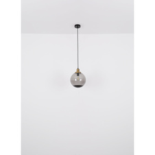 Závěsné svítidlo kov černý matný, mosaz matná, kouřové sklo, kabel PVC černý, Ø:510 mm, V:1200 mm, Ø:1x20cm, 1x25cm, 1x30cm, bez žárovek 3xE27 40W 230V