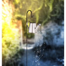 Solární svítidlo kov stříbrno-šedý, kov černý, plast čirý, vypínač, součástí balení baterie AA 300mAh 1,2V, IP44, konev s hrotem na zapíchnutí do země, LED blikání, DxŠxV:300x170x1120mm, vč.80x LED 0,06W 3V, 4500K