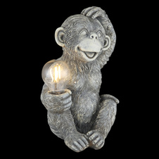 Solární svítidlo, plast šedý matný, plast čirý, vypínač, baterie AAA 300mAh 1,2V, IP44, opice, DxŠxV:20x15,5x27,5cm, včetně LED 0,024W 3V 3000K