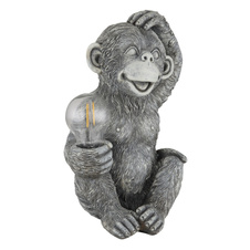 Solární svítidlo, plast šedý matný, plast čirý, vypínač, baterie AAA 300mAh 1,2V, IP44, opice, DxŠxV:20x15,5x27,5cm, včetně LED 0,024W 3V 3000K