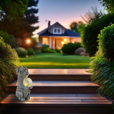 Solární svítidlo, plast šedý matný, skleněná koule čirá s efektem prasklého skla, vypínač, baterie AAA 300mAh 1,2V, IP44, pes, DxŠxV:17,5x13x29cm, včetně LED 0,024W 3V 3000K