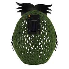 Solární svítidlo, barevný kov, zelený plast, vypínač, baterie AA 400mAh 1,2V, IP44, sova, DxŠxV:20x15x21cmm, včetně LED 0,06W 3V 3000K