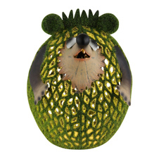 Solární svítdlo, kovové hnědé, plast zelený, vypínač, baterie AA 400mAh 1,2V, IP44, ježek, DxŠxV:16x18,5x21cm, včetně LED 0,06W 3V 3000K