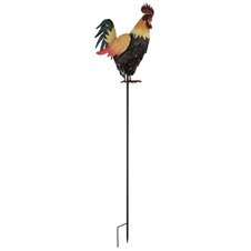 Solární svítidlo, kovově hnědé, černé, žluté, oranžové, vypínač, baterie AAA 300mAh 1,2V, IP44, kohout na hrotu, DxŠxV:28,5x13x100cm, včetně LED 0,024W 3V 3000K