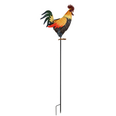 Solární svítidlo, kovově hnědé, černé, žluté, oranžové, vypínač, baterie AAA 300mAh 1,2V, IP44, kohout na hrotu, DxŠxV:28,5x13x100cm, včetně LED 0,024W 3V 3000K