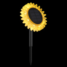 Solární svítidlo, plast černá matná, plast žlutá, vypínač, baterie AA 800mAh 1,2V, IP44, slunečnice se zapichovacím hrotem nebo k zavěšení, ø:13cm, V:29,5cm, včetně 8xLED 0,06W 3V, 3000K