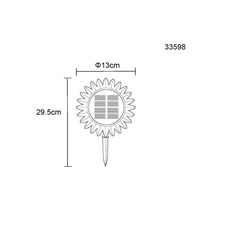 Solární svítidlo, plast černá matná, plast žlutá, vypínač, baterie AA 800mAh 1,2V, IP44, slunečnice se zapichovacím hrotem nebo k zavěšení, ø:13cm, V:29,5cm, včetně 8xLED 0,06W 3V, 3000K