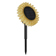 Solární svítidlo, plast černá matná, plast žlutá, vypínač, baterie AA 800mAh 1,2V, IP44, slunečnice se zapichovacím hrotem nebo k zavěšení, ø:13cm, V:29,5cm, včetně 8xLED 0,06W 3V, 3000K
