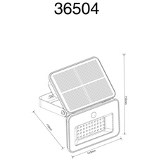 Solární svítidlo, kov/plast černý/bílý, čiré sklo, vypínač, paměť, baterie. CR18650 2200mAh 3,7V, IP65, 3 úrovně jasu 100-50-20%, nabíjí se cca 6-8h, svítí cca 10h, ŠxV:14,3x15,5cm, AL:110cm, LED 8W 5V, výkon 200-1000lm, CCT 3000/4000/6500K.