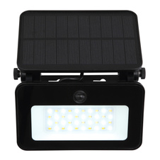 Solární svítidlo, kov/plast černý/bílý, čiré sklo, vypínač, paměť, baterie. CR18650 2200mAh 3,7V, IP65, 3 úrovně jasu 100-50-20%, nabíjí se cca 6-8h, svítí cca 10h, ŠxV:14,3x15,5cm, AL:110cm, LED 8W 5V, výkon 200-1000lm, CCT 3000/4000/6500K.