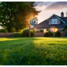 Solární svítidlo, starožitný zlatý kov, starožitný modrý kov, čirá skleněná koule s efektem krakelovaného skla, posuvný vypínač, baterie. AAA 300mAh 1,2V, IP44, ozubené kolečko, DxŠxV:22,5x11,5x92cm, LED 0,06W 3,2V, 3000K.