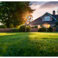 Solární svítidlo, starožitný zlatý kov, starožitný stříbrný kov, čirá skleněná koule s efektem prasklého skla, posuvný vypínač, AAA 300mAh 1,2V, IP44, ozubené kolečko, DxŠxV:22x12x92cm, LED 0,06W 3,2V 3000K