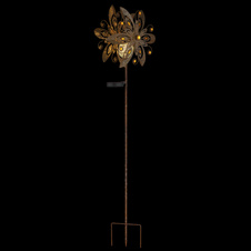 Solární svítidlo, imitace kovu, čirá skleněná koule, žluté skleněné krystaly, posuvný vypínač, baterie AA 300mAh 1,2V, IP44, ozubené kolo, DxŠxV:32x17,5x124cm, včetně LED 0,024W 3V 3000K