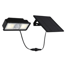 Solární svítidlo, plast černý matný/bílý/čirý, vypínač, baterie CR18650 1800mAh 3,7V, IP65, 2 nastavení senzoru, doba svícení cca 20s, dobíjí se cca 6 hodin, svítí cca 10 hodin, magnet, ŠxV:14,2x9cm, AL:15cm, LED 5W 3,7V 500 lm 4000K