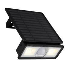 Solární svítidlo, plast černý matný/bílý/čirý, vypínač, baterie CR18650 1800mAh 3,7V, IP65, 2 nastavení senzoru, doba svícení cca 20s, dobíjí se cca 6 hodin, svítí cca 10 hodin, magnet, ŠxV:14,2x9cm, AL:15cm, LED 5W 3,7V 500 lm 4000K