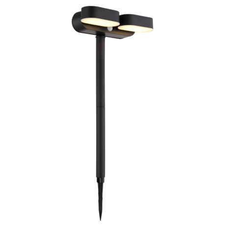 Solární svítidlo, plastov černobílý, vypínač, baterie. CR18650 1200mAh 3,7V, IP44, lze zapojit do zásuvky nebo zavěsit, ve tmě svítí vždy 8lm, když senzor detekuje pohyb, svítí 300lm po dobu 20s, DxŠxV:23x10,3x55cm, LED 7,2W 3V, výkon 300lm, 3000K