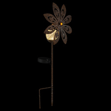 Solární svítidlo, imitace kovu, čirá skleněná koule, žluté skleněné krystaly, posuvný vypínač, baterie AAA 300mAh 1,2V, IP44, ozubené kolo, DxŠxV:20x9x50cm, včetně LED 0,024W 3V 3000K