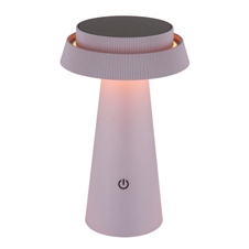 Solární svítidlo, plastové růžové, černé, dotykový stmívač, paměť, bez adaptéru a USB kabelu, CR18650 1800mAh 3,7V, IP54, USB-C nabíjení cca 4h / solární cca 22h, ø:14cm V:23cm, LED 4W 3,7V, zdroj 30-400lm, výkon 50-200lm, CCT 1800/2700/3000K.