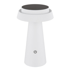 Solární svítidlo, plastové bílé, černé, dotykový stmívač, paměť, bez adaptéru a kabelu USB, baterie. CR18650 1800mAh 3,7V, IP54, USB-C nabíjení cca 4h / solární cca 22h, ø:14cm V:23cm, LED 4W 3,7V, zdroj 30-400lm, výkon 50-200lm, CCT 1800/2700/3000K.