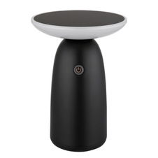 Solární svítidlo, hliník černý mat, plast černý mat/bílý, dotykový stmívač, paměť, bez adaptéru, baterie. CR18650 1800mAh 3,7V, IP54, nabíjení: USB-C 5h / solární 8h, ø:16cm, V:22,5cm, LED 10W, 230V, zdroj 100-1000 lm, výkon 50-500 lm, 3000K