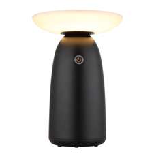 Solární svítidlo, hliník černý mat, plast černý mat/bílý, dotykový stmívač, paměť, bez adaptéru, baterie. CR18650 1800mAh 3,7V, IP54, nabíjení: USB-C 5h / solární 8h, ø:16cm, V:22,5cm, LED 10W, 230V, zdroj 100-1000 lm, výkon 50-500 lm, 3000K